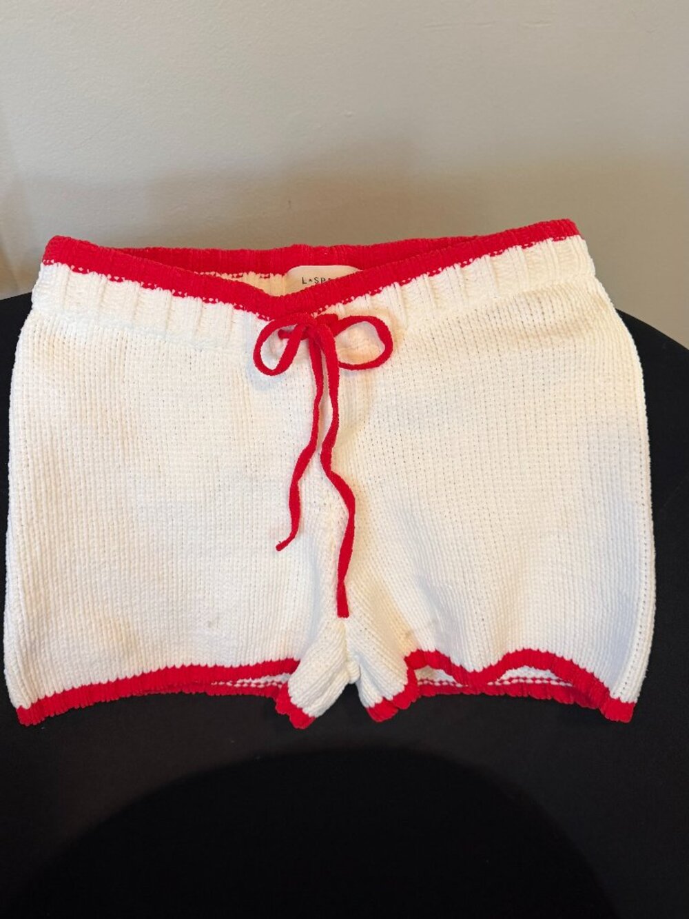 L*Space knit shorts Size Small White with Red trim